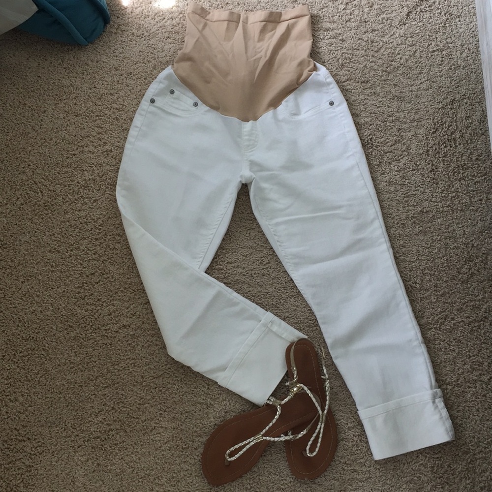 MOTHERHOOD MATERNITY WHITE DENIM